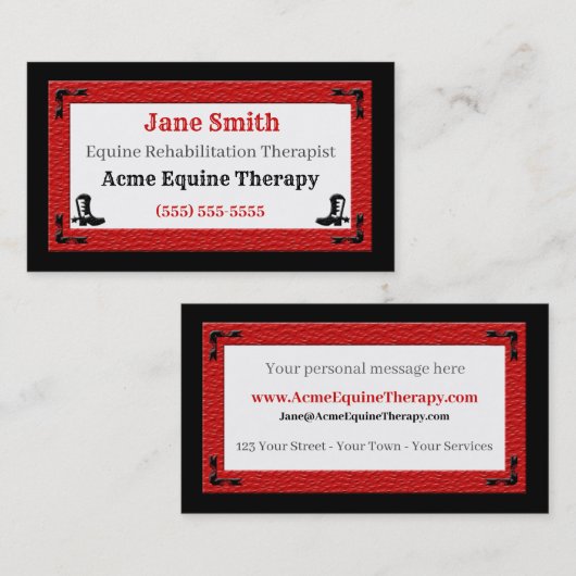 Western Rot und Schwarz Beruflich Visitenkarte (Vorne/Hinten)