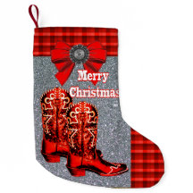 Western-rote Cowboystiefel mit kariertem