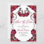 Western Rote Rosen Charro Save the Date Quinceañer Einladung<br><div class="desc">Western Rote Rosen Charro Save the Date Quinceañera Einladung</div>