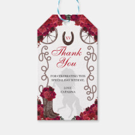Western Rote Rosen Ranchero Quinceanera Gift Tags Geschenkanhänger