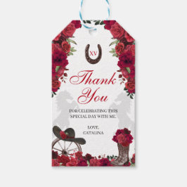 Western Rote Rosen Ranchero Quinceanera Gift Tags Geschenkanhänger