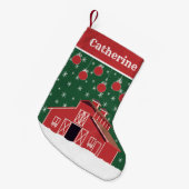 Western-rote Scheunen-Bauernhof-Ranch Kleiner Weihnachtsstrumpf (Vorderansicht (hängend))