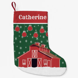 Western-rote Scheunen-Bauernhof-Ranch Kleiner Weihnachtsstrumpf