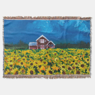 Western Roter Stall Sommer Sonnenblumenfeld Decke