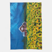 Western Roter Stall Sommer Sonnenblumenfeld Geschirrtuch (Vertikal)