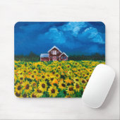 Western Roter Stall Sommer Sonnenblumenfeld Mousepad (Mit Mouse)