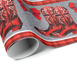 Western-rotes Cowboystiefel-kariertes Geschenkpapier