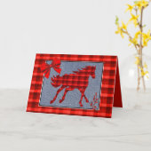 Western Rotes Kariertes Imitat Denim Karte (Gelbe Blume)