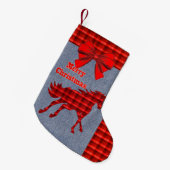 Western Rotes Kariertes Imitat Denim Kleiner Weihnachtsstrumpf (Vorderansicht (hängend))