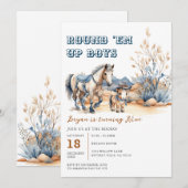 Western Round 'Em Up Boys Cowboy Geburtstagsparty Einladung (Vorne/Hinten)