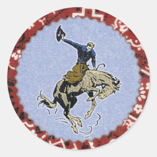 Western Round Up Buckin Cowboy Sticker