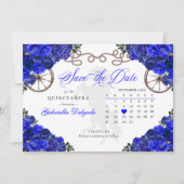 Western Royal Blue Quinceñera Save the Date Einladung (Vorderseite)