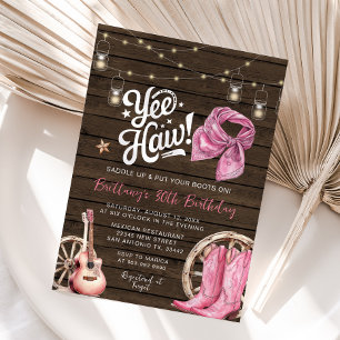 Western Rustic 30., 40. Cowgirl Geburtstag Einladung