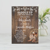 Western Rustic Baby Dusche Country Boots Einladung (Stehend Vorderseite)