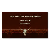 Western Rustic Brown Bull Skull Country Rodeo Magnetische Visitenkarte (Vorderseite)