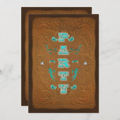 Western Rustic Brown & Turquoise Geburtstagsparty Einladung (Vorne/Hinten)