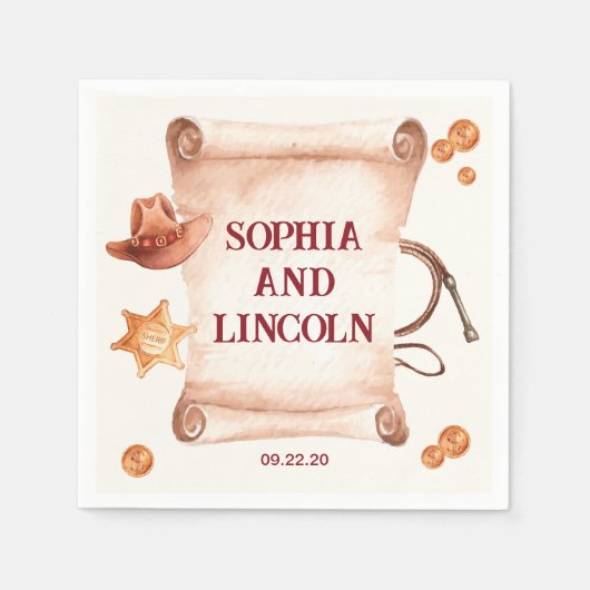 Western Rustic Brown Wedding Serviette (Vorderseite)