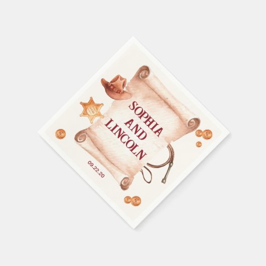 Western Rustic Brown Wedding Serviette (Ecke)