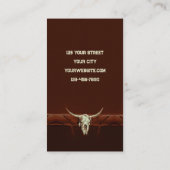 Western Rustic Bull Skull Brown Country Rodeo Visitenkarte (Rückseite)