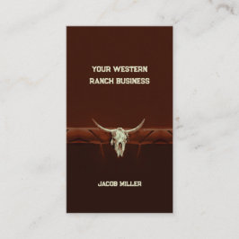 Western Rustic Bull Skull Brown Country Rodeo Visitenkarte