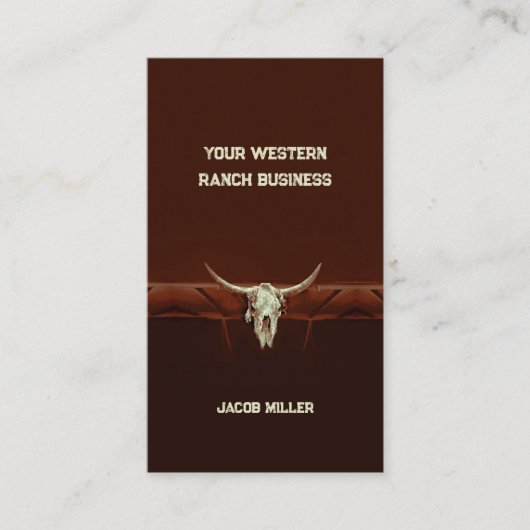 Western Rustic Bull Skull Brown Country Rodeo Visitenkarte (Vorderseite)