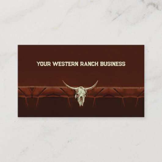 Western Rustic Bull Skull Brown Country Rodeo Visitenkarte (Vorderseite)