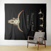 Western Rustic Bull Skull Wedding Foto Stand Wandteppich (Beispiel (Horizontal))