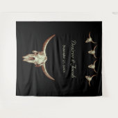 Western Rustic Bull Skull Wedding Foto Stand Wandteppich (Vorderseite (Horizontal))