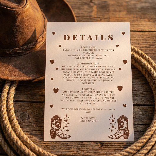 Western Rustic Casual Wedding Country Details Begleitkarte