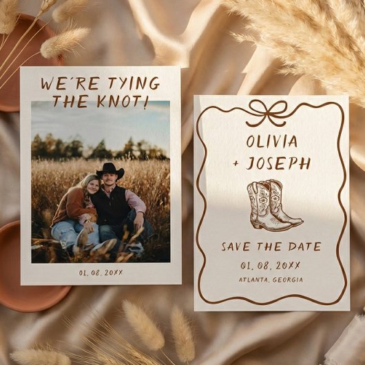 Western Rustic Cowboy Boots Photo Save the Date Einladung