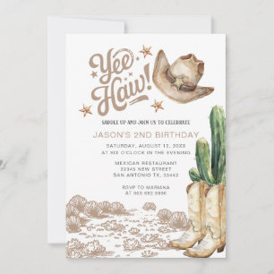 Western Rustic Cowboy Cactus Birthday Einladung