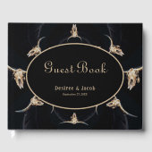Western Rustic Cowboy Monogram Bull Skull Gästebuch (Vorderseite)