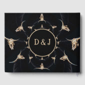 Western Rustic Cowboy Monogram Bull Skull Gästebuch (Rückseite)