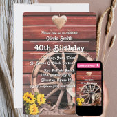 Western Rustic Cowgirl Boots Hat Sunflower 40th Einladung