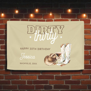Western Rustic Dirty Thirty 30. Geburtstagsfeier Banner