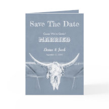 Western Rustic Dusty Blau Save the Date weiß
