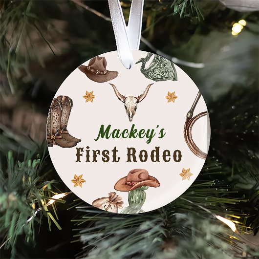 Western Rustic First Rodeo Party Keramik Ornament