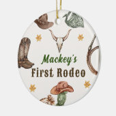 Western Rustic First Rodeo Party Keramik Ornament (Links)