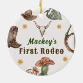 Western Rustic First Rodeo Party Keramik Ornament (Hinten)