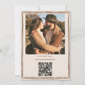 Western Rustic Hand Drawn Photo QR Code Wedding Einladung (Rückseite)
