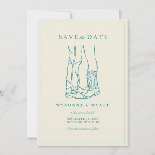 Western Rustic Modern Foto Save the Date (Vorderseite)