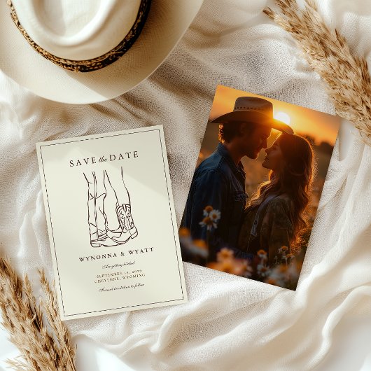 Western Rustic Modern Foto Save the Date 