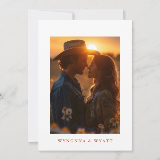 Western Rustic Modern Photo Save the Date (Rückseite)