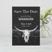 Western Rustic Schwarz-Weiß Save The Date (Stehend Vorderseite)