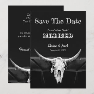Western Rustic Schwarz-Weiß Save The Date