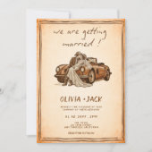 Western Rustic Vintage Photo QR Code Wedding   Einladung (Vorderseite)