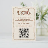 Western Rustic Wedding Details Website QR Code Begleitkarte (Stehend Vorderseite)