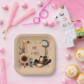 Western Rustic Wedding Mr & Mrs. 7 Inch Square Pappteller (Party)