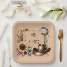 Western Rustic Wedding Mr. & Mrs. 9 Inch Square