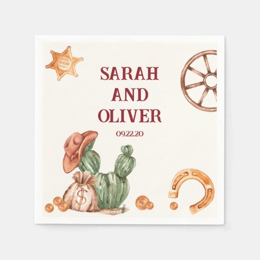 Western rustikal braun Hochzeit Serviette (Vorderseite)